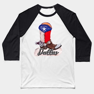 Dallas Texas Cowboy Boot Baseball T-Shirt